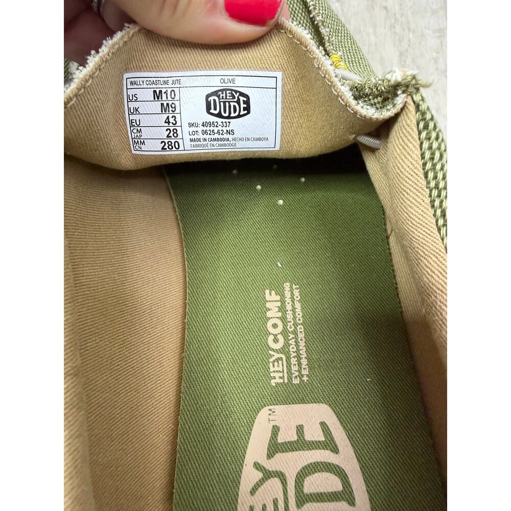 Hey Dude Wally Coastline Jute Olive Size 10 - Picture 3 of 6